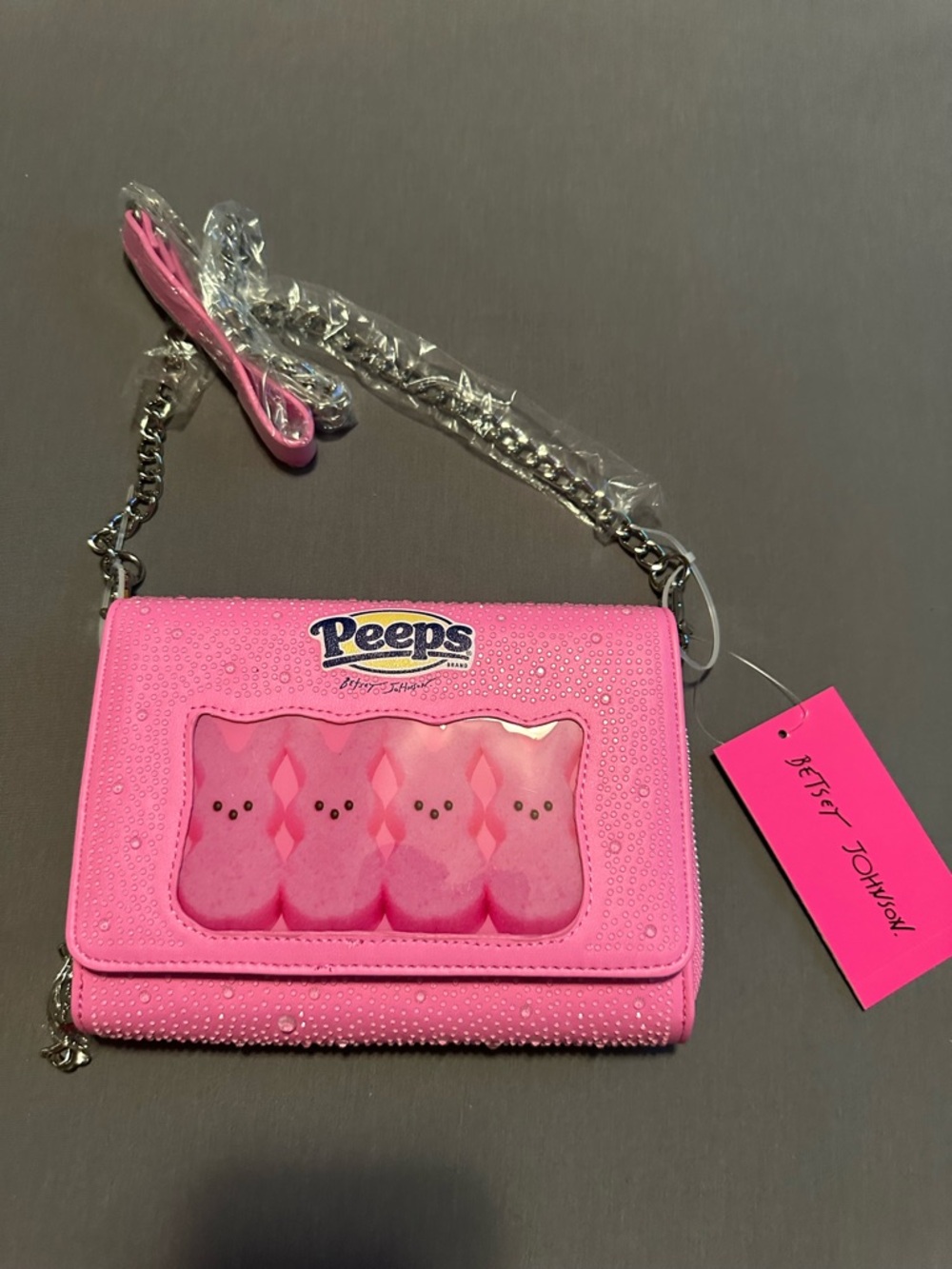 Betsey Johnson Pink Peeps Clear-Window Crossbody Wallet